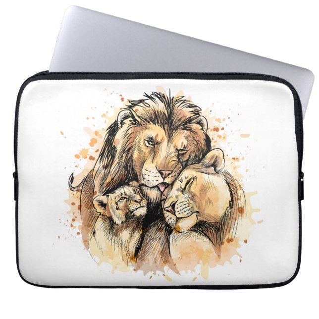 Capa Para Notebook Bolsa de laptop da família Lion (Frente)
