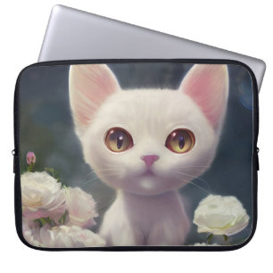 CAPA PARA NOTEBOOK BOLSA DE LAPTOP DE ARTE DE GATO BRANCO