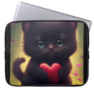 CAPA PARA NOTEBOOK BOLSA DE LAPTOP DE ARTE DE GATO PRETO