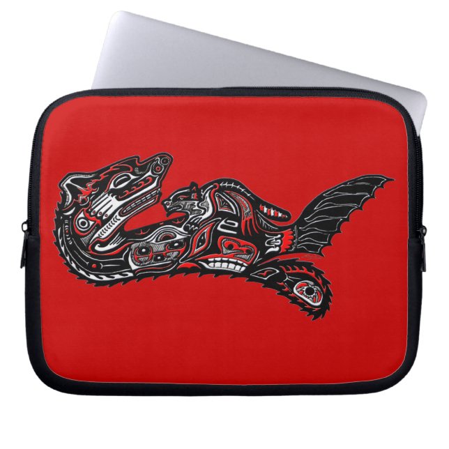 Capa Para Notebook Bolsa de laptop de Arte Indígena Americana Haida O (Frente)