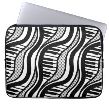 Bolsa de laptop de Bolinhas de Piano Preto e Branc