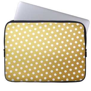 Capa Para Notebook Bolsa de laptop de Bolinhas Dourada e branca