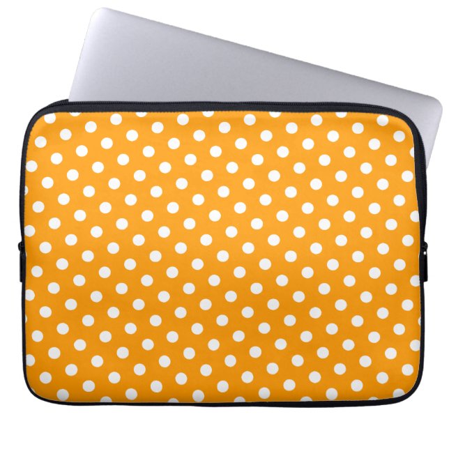 Capa Para Notebook Bolsa de laptop de Bolinhas Dourada e branca (Frente)
