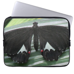Capa Para Notebook Bolsa de laptop de borboleta tropical preto e bran