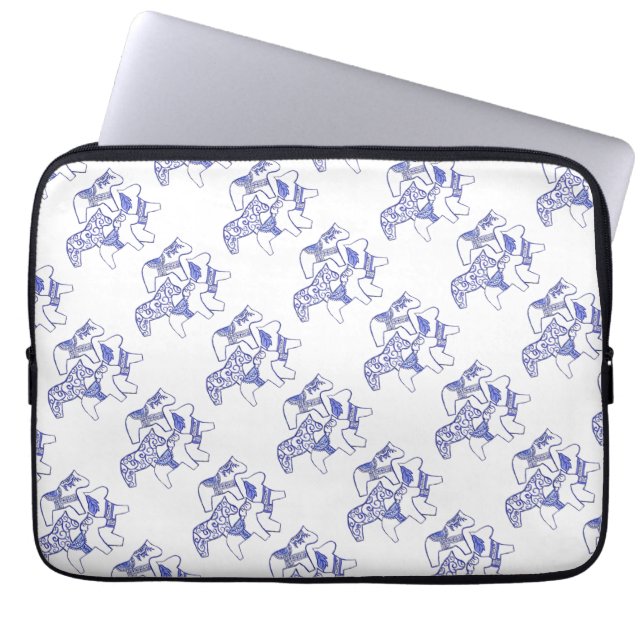 Capa Para Notebook Bolsa de laptop de cavalos brancos e azuis (Frente)