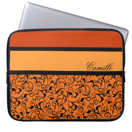 Capa Para Notebook Bolsa de laptop de cor damasco preto-laranja
