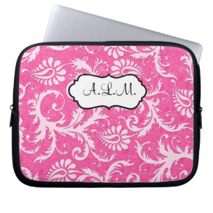Capa Para Notebook Bolsa de laptop de Damasco Floral Cor-de-rosa e Br