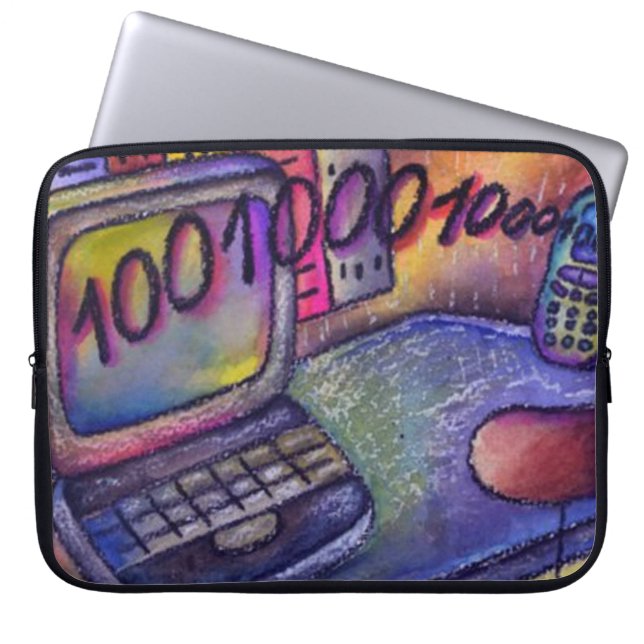 Capa Para Notebook Bolsa de laptop de desenho do computador binário d (Frente)