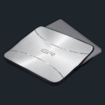 Capa Para Notebook Bolsa de laptop de destaque das faixas de fundo pr<br><div class="desc">Imagem de um fundo metálico de cinza prateada com dois sotaques de listras prateadas brilhantes. Monograma opcional.</div>