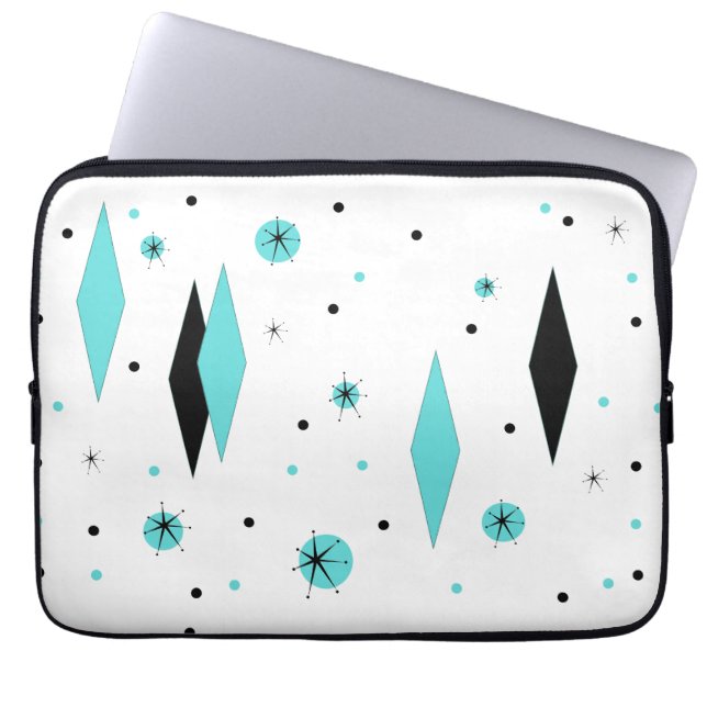 Capa Para Notebook Bolsa de laptop de Diamante e Starburst de Turquoi (Frente)