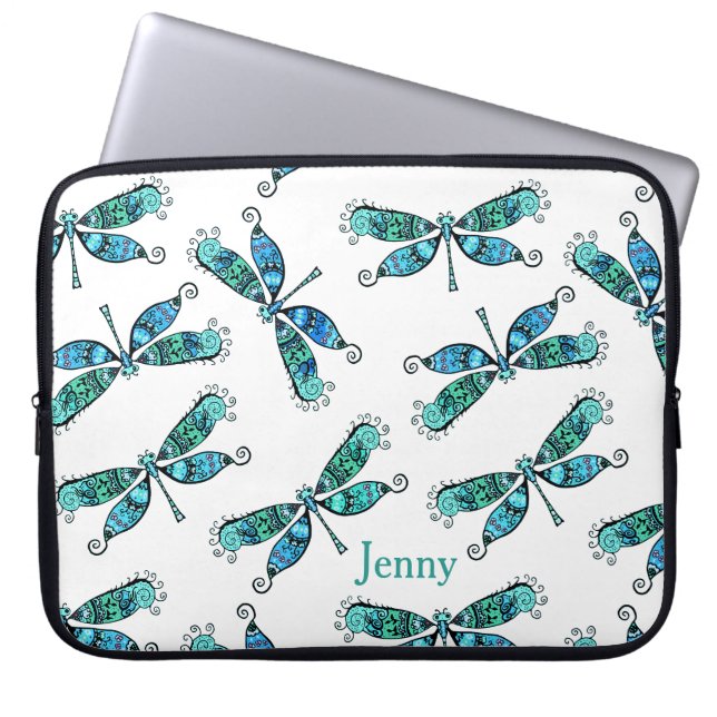 Capa Para Notebook Bolsa de laptop de Dragonflies Teal (Frente)