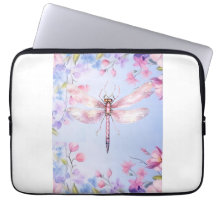 Bolsa de laptop de Dragonfly Floral Elegante Rosa