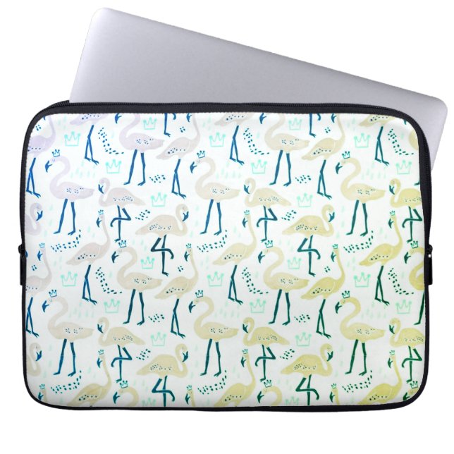 Capa Para Notebook Bolsa de laptop de flamingo, rosa-branca (Frente)
