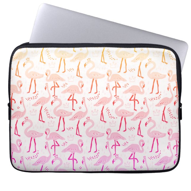 Capa Para Notebook Bolsa de laptop de flamingo, rosa-branca (Frente)