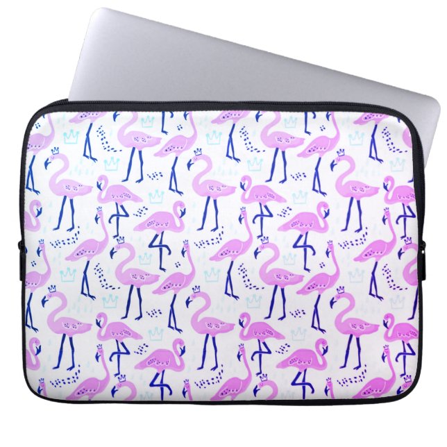 Capa Para Notebook Bolsa de laptop de flamingo, rosa-branca (Frente)