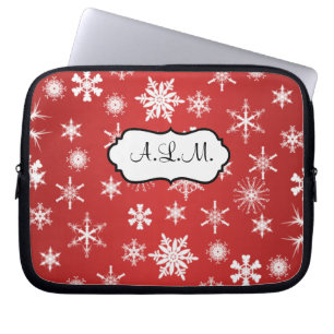 Capa Para Notebook Bolsa de laptop de flocos de neve vermelhos e bran