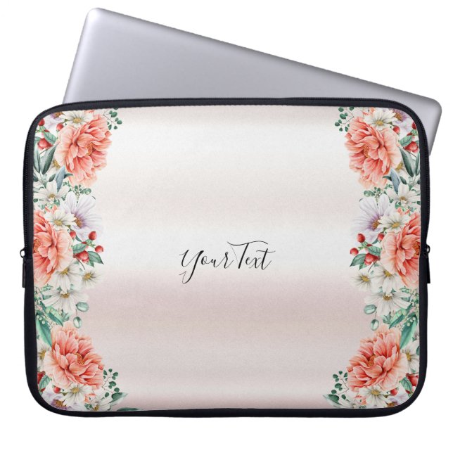 Capa Para Notebook Bolsa de laptop de Flor de Peony de Aquarela (Frente)