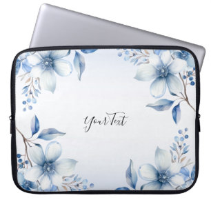 Capa Para Notebook Bolsa de laptop de Flores Azuis Botânicas