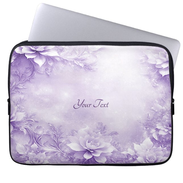Capa Para Notebook Bolsa de laptop de Flores Brancas Roxas (Frente)