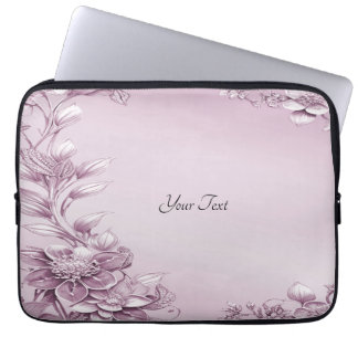 Capa Para Notebook Bolsa de laptop de Folhagem Floral Rosa