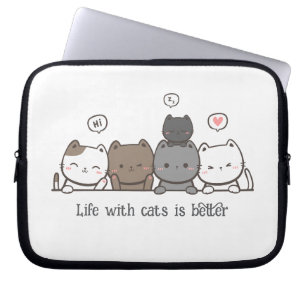 Capa Para Notebook Bolsa de laptop de Gato Animado, doação personaliz