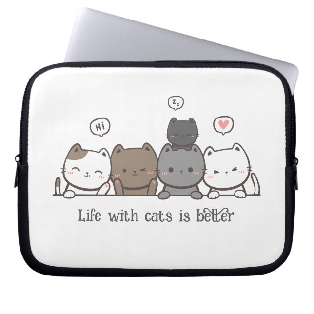 Capa Para Notebook Bolsa de laptop de Gato Animado, doação personaliz (Frente)