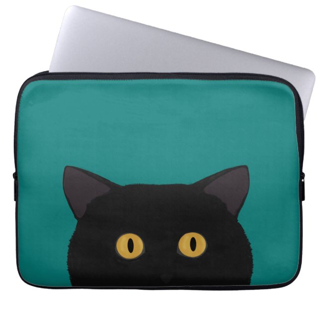 Capa Para Notebook Bolsa de laptop de Gato Negro (Frente)
