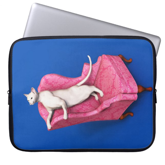 Capa Para Notebook Bolsa de laptop de gato oriental branco (Frente)