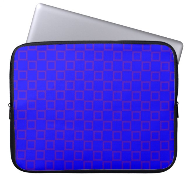 Capa Para Notebook Bolsa de laptop de grade roxa azul clássico (Frente)