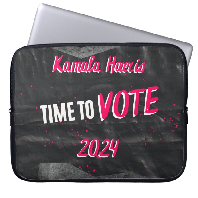 Capa Para Notebook Bolsa de laptop de Kamala Harris. Preto e cinza. (Frente)