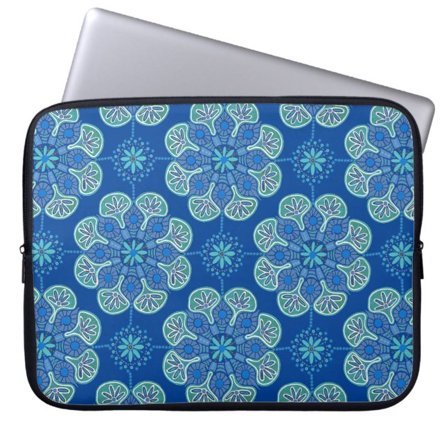 Capa Para Notebook Bolsa de laptop de medalhões azuis Boho (Frente)