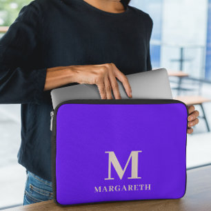 Capa Para Notebook Bolsa de laptop de Monograma Azul-Brilhante Elegan