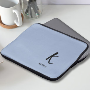Capa Para Notebook Bolsa de laptop de Monograma Azul Elegante