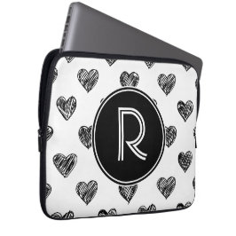 Capa Para Notebook Bolsa de laptop de Monograma de Portos do Coração 