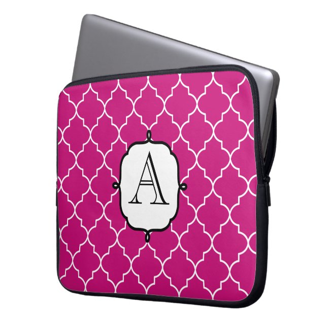 Capa Para Notebook Bolsa de laptop de Monograma Rosa Brilhante (Frente Esquerda)