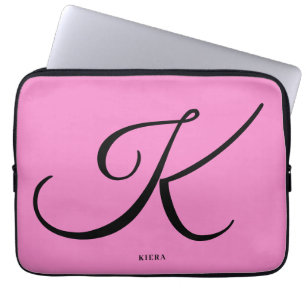 Capa Para Notebook Bolsa de laptop de Monograma Rosa Elegante