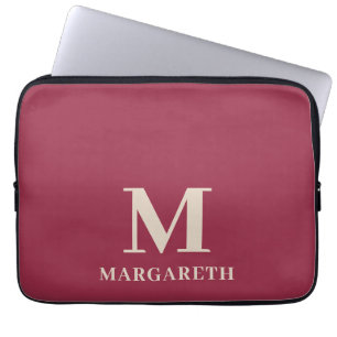 Capa Para Notebook Bolsa de laptop de Monograma Vermelho de Vinho Ele