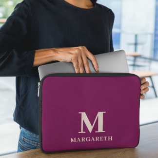 Capa Para Notebook Bolsa de laptop de Monograma Vermelho de Vinho Ele