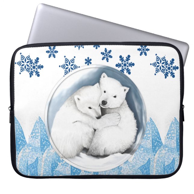 Capa Para Notebook Bolsa de laptop de Natal Neoprene de 15 pol. Urso  (Frente)