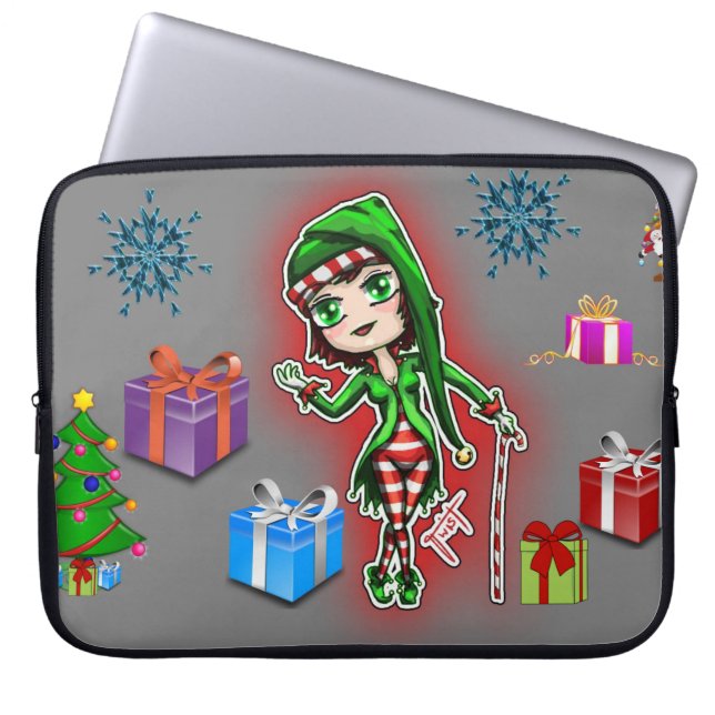 Capa Para Notebook Bolsa de laptop de Natal Neoprene de 15 polegadas, (Frente)
