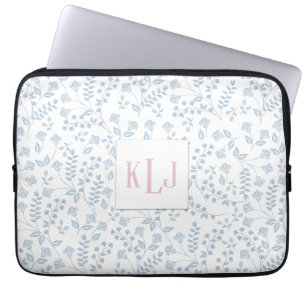 Capa Para Notebook Bolsa de laptop de Neoprene Floral Azul de 13 pole