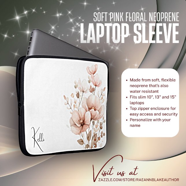 Capa Para Notebook Bolsa de laptop de Neoprene Floral Suave e Rosa (Criador carregado)