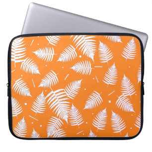 Capa Para Notebook Bolsa de laptop de Padrão de Folha de Fern Branco