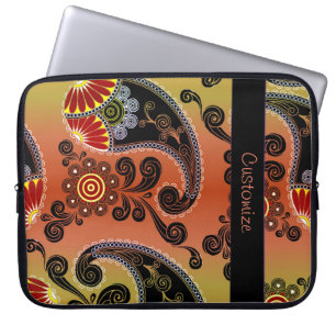 Capa Para Notebook Bolsa de laptop de Padrão de Folha Laranja ouro