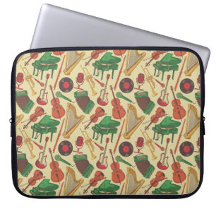 Capa Para Notebook Bolsa de laptop de Padrão de Instrumentos Musicai