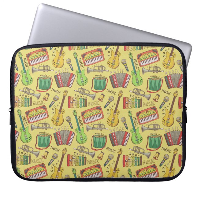 Capa Para Notebook Bolsa de laptop de Padrão de Instrumentos Musicais (Frente)