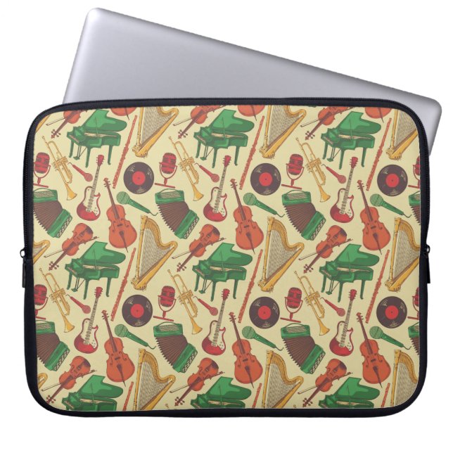 Capa Para Notebook Bolsa de laptop de Padrão de Instrumentos Musicais (Frente)