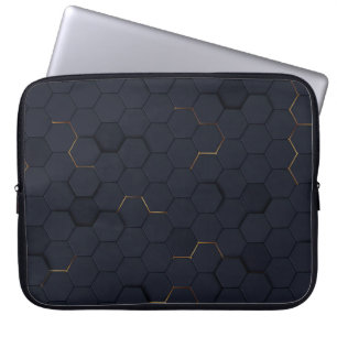 Capa Para Notebook Bolsa de laptop de Padrão Hexagonal Dourada a Pre