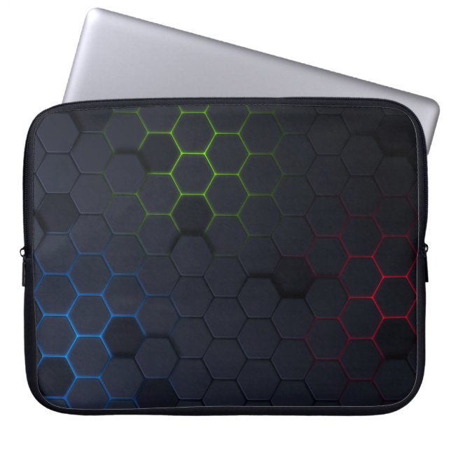 Capa Para Notebook Bolsa de laptop de Padrão Hexagonal Escuro Elegant (Frente)