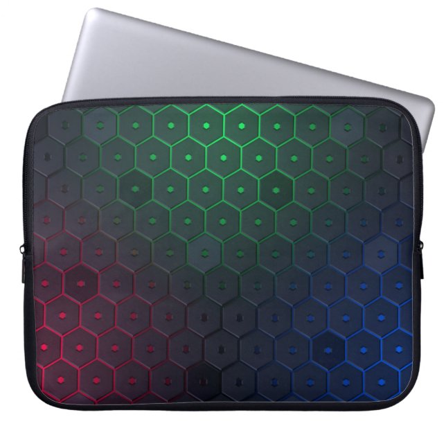 Capa Para Notebook Bolsa de laptop de Padrão Hexagonal Escuro Elegant (Frente)